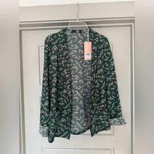 Dark green and patterned blazer